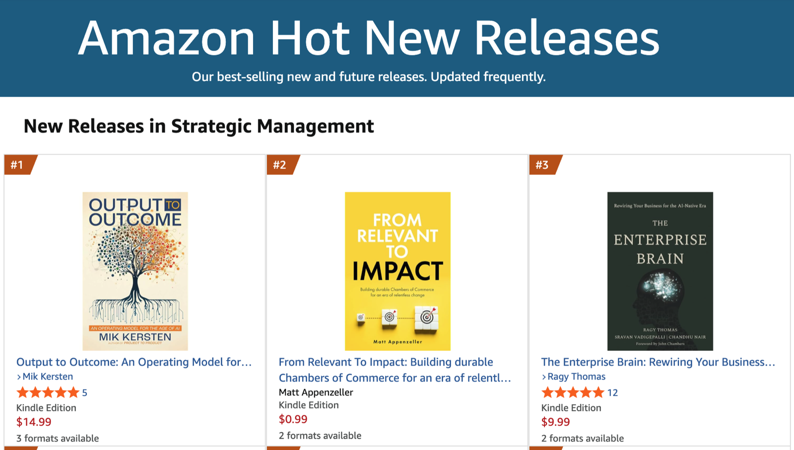Amazon number two new release ranking in Strategic Management
